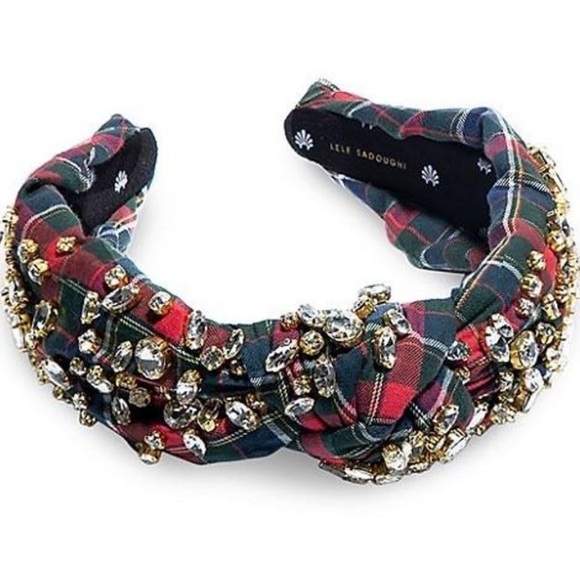 LELE SADOUGHI PLAID TARTAN HOLIDAY LIMITED EDITION CRYSTAL HEADBAND BLOGGER FAV - Picture 4 of 5